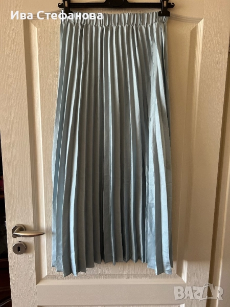  Нова елегантна ежедневна дълга небесно синя плисирана плисе  пола солей , снимка 1