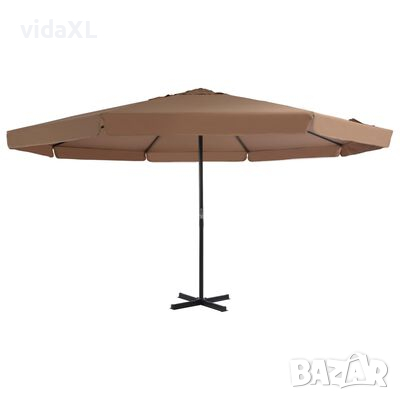 vidaXL Градински чадър с алуминиев прът, 500 см, таупе（SKU:44475, снимка 1