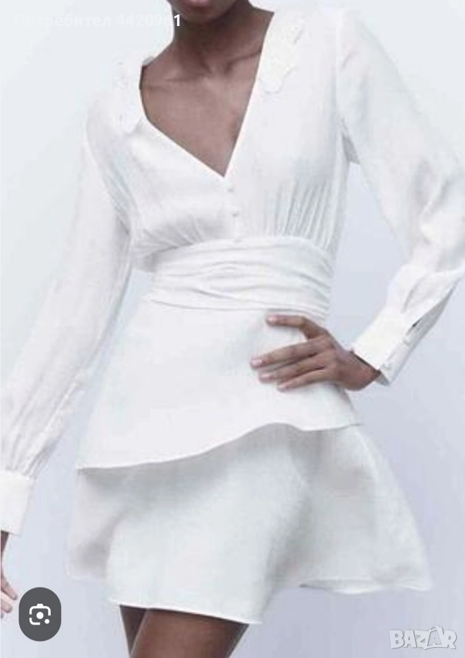 Рокля на волани с дълъг ръкав на Zara,нова с етикит, снимка 1