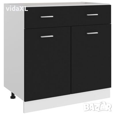 vidaXL Долен шкаф с чекмедже, черен, 80x46x81,5 см, инженерно дърво(SKU:801237, снимка 1