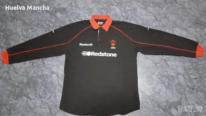 Vintage Reebok WRU Cymru Wales Black Cotton Long Sleeve Rugby, снимка 1