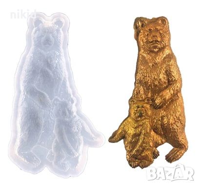 Права мечка с мече силиконов молд форма фондан смола шоколад декор , снимка 1