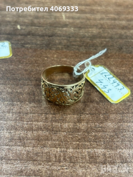 Стар златен 14 каратов пръстен 4.43гр 61р-р, снимка 1
