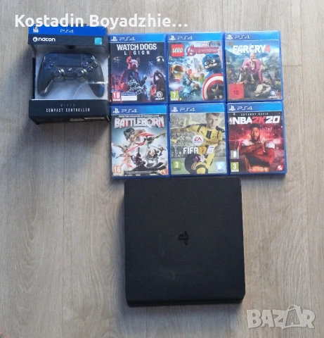 PS4 Slim с игри и контролер