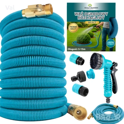 Гъвкав градински маркуч с медни накрайници - без заплитане и прегъване, снимка 2 - Напояване - 53918086