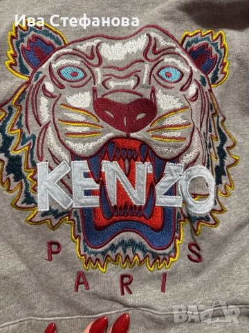 Спортна сива дамска  блуза суичър с качулка 100 % оригинална памук памучна Kenzo Кензо. , снимка 3 - Суичъри - 52565972