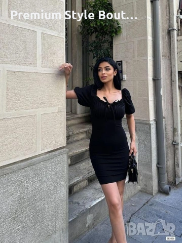 Мини рокля от креп с връзки и дълбоко деколте, снимка 2 - Рокли - 53646385