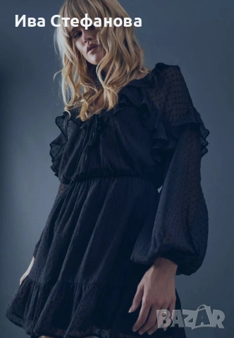 Нова черна елегантна феерична но точки  къса рокля zara Zara 