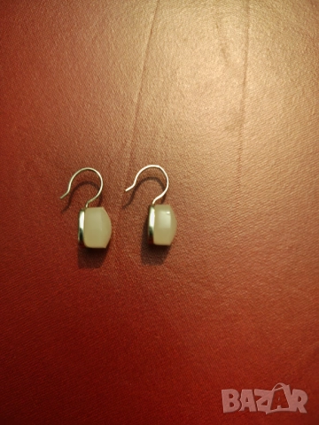 Масивни сребърни обеци с розов кварц , снимка 2 - Обеци - 52469378