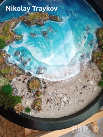 Ръчно изработено пано с естествени материали, скандинавски мъх и епоксидна смола, снимка 5 - Декорация за дома - 52956363