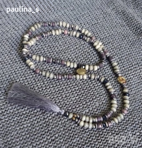 Четири различни броя / Винтидж / Колие тип гердан обсидиан, халцедон и слонова кост , снимка 17 - Колиета, медальони, синджири - 47180683