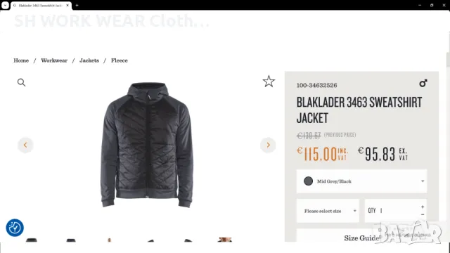 BLAKLADER 3463 HYBRID Sweatshirt Jacket Work Wear размер L работен суичър W4-335, снимка 2 - Суичъри - 48838596