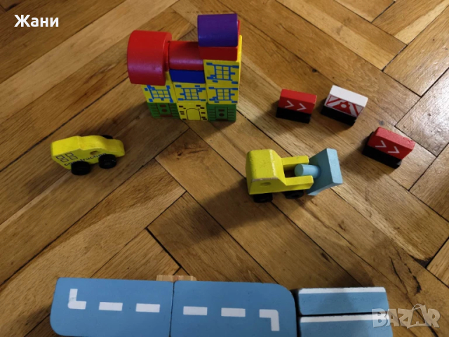 Дървен конструктор от кубчета и коли за бебета, снимка 4 - Конструктори - 50737867