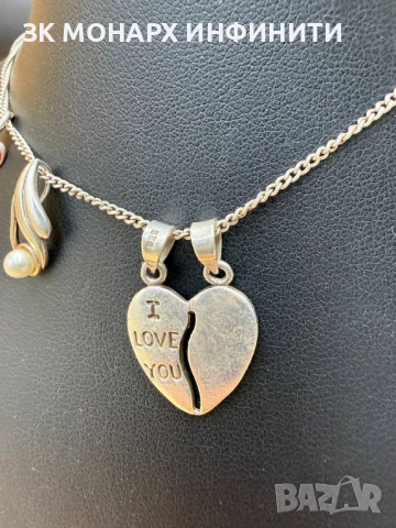 Сребърен ланец с 3 броя висулки /925/, снимка 7 - Колиета, медальони, синджири - 52417046