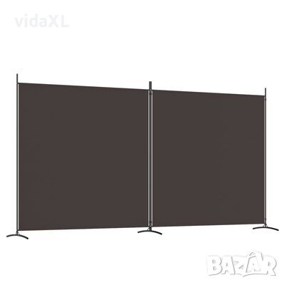 vidaXL Параван за стая, 2 панела, кафяв, 348x180 см, плат