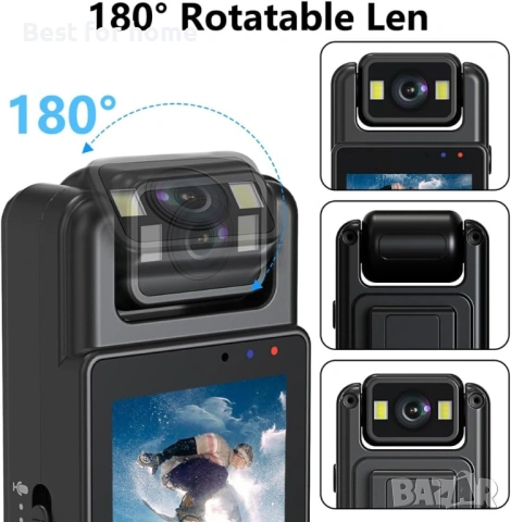 L12 WiFi мини камера 1080P преносим цифров видеорекордер за тяло 180° въртене , снимка 4 - Камери - 53684164