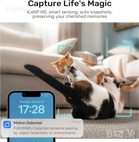 Нова смарт автоматична хранилка за котки FUKUMARU – 1080P Камера, 5G WiFi , висок клас , снимка 6 - Други стоки за животни - 53709868