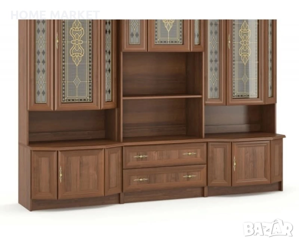 Секция BARON 2.40 орех  Място за телевизор 80/77 см.  Материал - ПДЧ/МДФ  Цвят - орех еко   , снимка 3 - Секции и витрини - 52538176