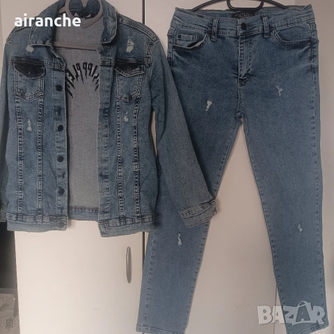 Уникален сет деним яке и дънки Phillip Plein