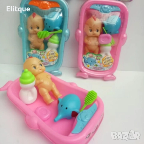 Комплект за деца - Кукла с бебешка вана и аксесоари за баня