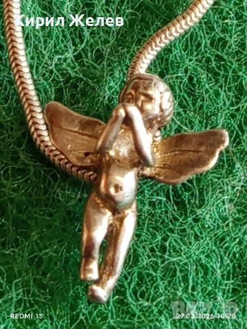 Сребърен синджир плетка тип змийска кожа с висулка ангелче 54181, снимка 3 - Колиета, медальони, синджири - 53993350