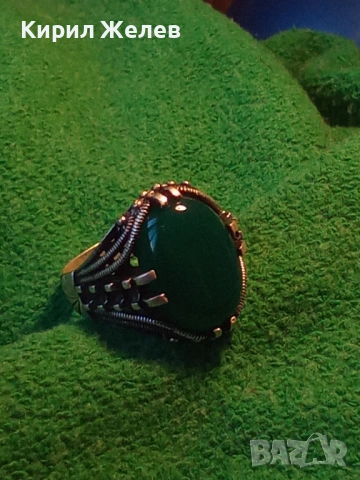 КРАСИВ СКЪПОЦЕНЕН АВТОРСКИ СРЕБЪРЕН ПРЪСТЕН СРЕБРО 925 с ШЛИФОВАН ХРИЗОПРАЗ и ПЕЧАТ на ЮВЕЛИРА 43354, снимка 15 - Пръстени - 44393980