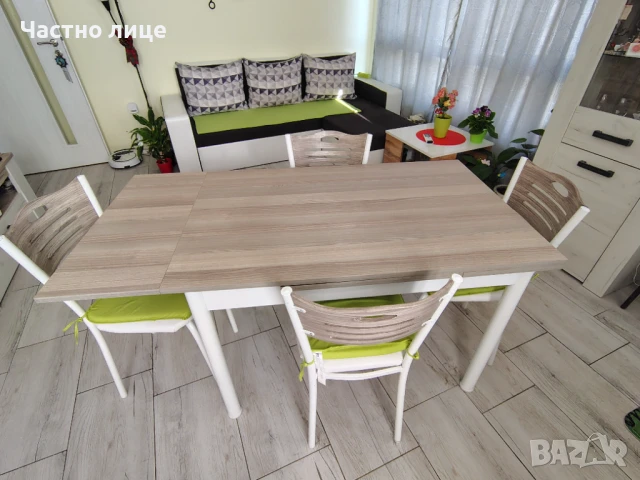 Продавам разтегателна трапезна маса ПДЧ дъб Сонома и бяло, снимка 3 - Маси - 50801375