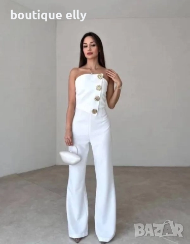 елегантен дамски гащеризон в черно и бяло