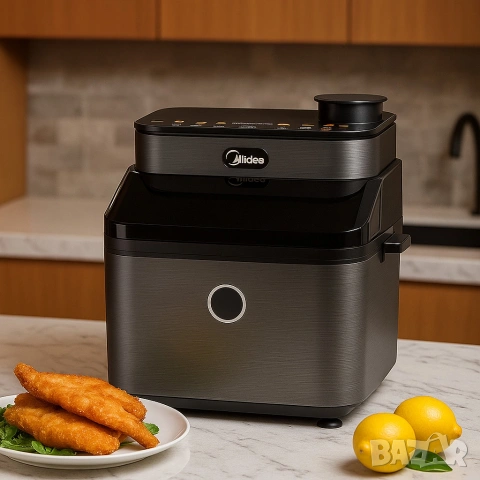Midea DualTaste Air Fryer MF-CY75C2 – 7L капацитет, JuicyLock технология, снимка 3 - Уреди за готвене на пара - 54219228