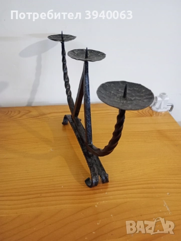 Стар свещник от ковано желязо среден, снимка 8 - Други ценни предмети - 53207726