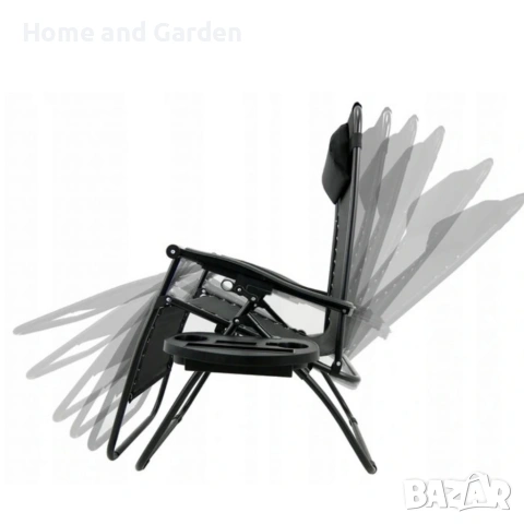 Сгъваем градински шезлонг с възглавница и поставка за напитки, снимка 10 - Градински мебели, декорация  - 53947407