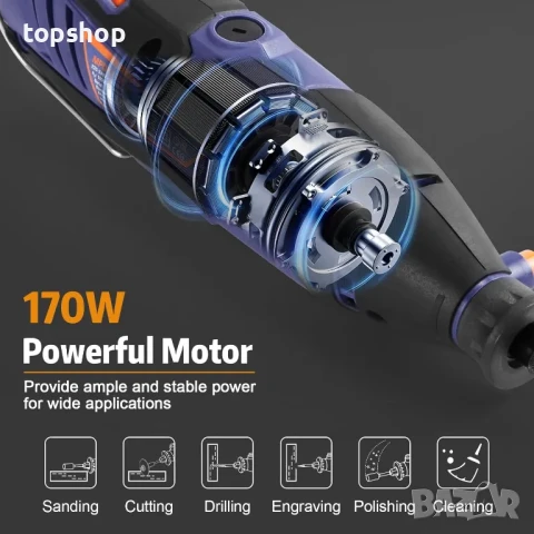 Мултифункционален MAXPRO MPDK135V 135W с 45 аксесоара, променлива скорост 10000-32000 об./мин, снимка 3 - Гедорета - 50525099