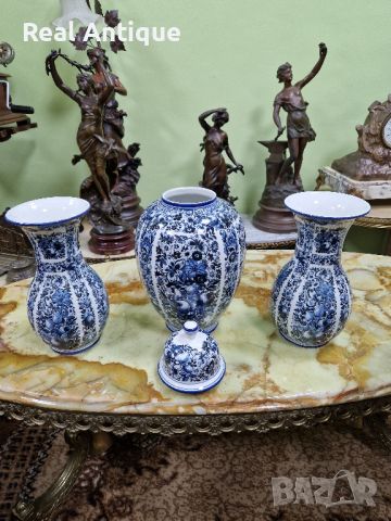 Уникален комплект антикварни колекционерски холандски порцеланови вази Delft , снимка 7 - Вази - 45220144