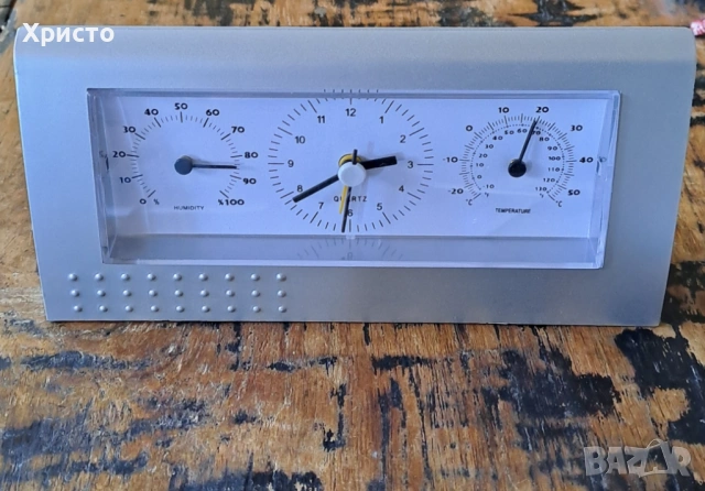 часовник с будилник, термометър и хидрометър за бюро разни, снимка 6 - Други - 13454690