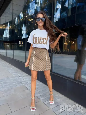 дамски комплекти тениска и пола gucci , снимка 1 - Комплекти - 46930434