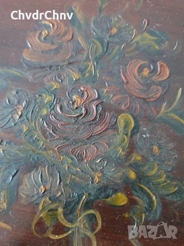 24x19см/3бр малки стари картини масло върху метал-медно фолио/дървена рамка, снимка 6 - Картини - 51020043