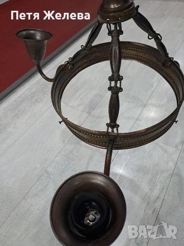 Стари месингови полилей, снимка 4 - Антикварни и старинни предмети - 53326013