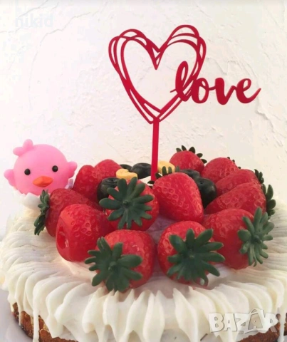 Свети Валентин сърце сърца love червен твърд топер декор украса за торта