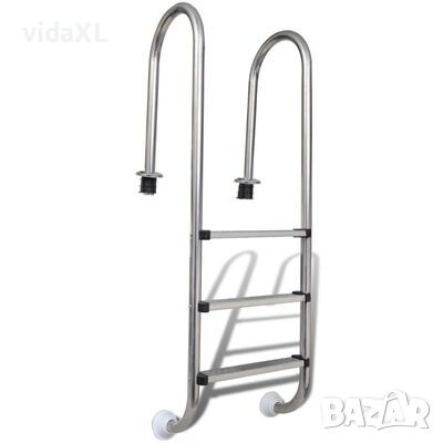 vidaXL Стълба за басейн с 3 стъпала, неръждаема стомана 304, 120 см(SKU:91733