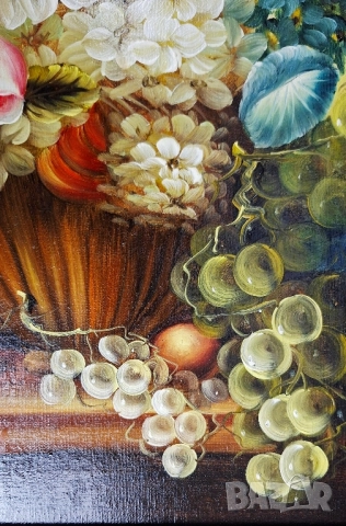 Картина - натюрморт с цветя с дървена рамка, снимка 6 - Картини - 52353144