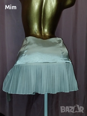 Musera S Бяла сатенена ,къса пола ,солей, снимка 3 - Поли - 53689338