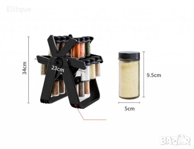 Стилен въртящ се органайзер за подправки,стъклени бурканчета,18 части, снимка 12 - Аксесоари за кухня - 52613646