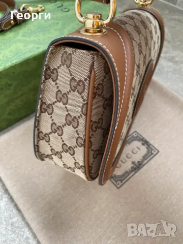 Gucci Чанта Blondie Гучи Кафявa Кожа Canvas Горна Дръжка Оригинална, снимка 6 - Чанти - 48207979