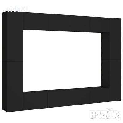 vidaXL Комплект ТВ шкафове от 8 части, черен, ПДЧ(SKU:3078819