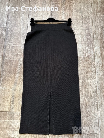 Нова дълга черна елегантна пола с цепка мерино Long Usland 