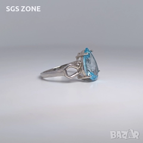 ПЕРФЕКТЕН ПРЪСТЕН от ТАЙЛАНД с ЕСТЕСТВЕН ТОПАЗ SWISS, снимка 4 - Пръстени - 51191288