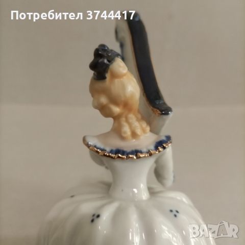 РЯДКА НАХОДКА АНТИЧНА ПОРЦЕЛАНОВА СТАТУЕТКА Vintage Dresden Lace Doll МОМИЧЕТО КОЕТО СВИРИ НА АРФА , снимка 11 - Статуетки - 46189131