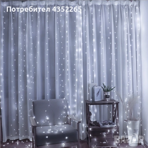 Коледни лампички с 300Led лампи 3 метра на 3 метра , снимка 3 - Декорация за дома - 52443033