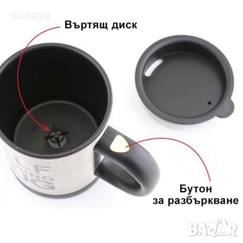 1181 Саморазбъркваща се чаша с автоматична бъркалка Self Stirring Mug, снимка 8 - Чаши - 45145627
