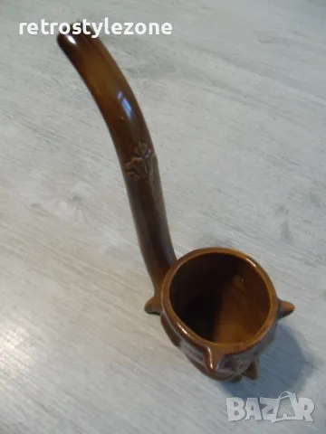 № 7932 стара руска декоративна керамична фигура - дявол    - сувенир с форма на лула   - релефна  - , снимка 3 - Други ценни предмети - 49496505